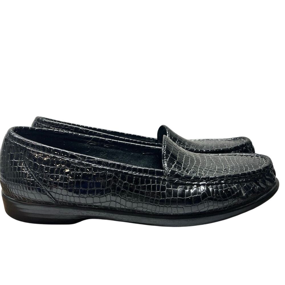 SAS Loafers Croc Embossed Black Patent Leather Tripad Slip On Loafer Size 9.5S